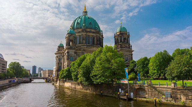 View of the Cathedral and the Museum Island in the centre of Berlin