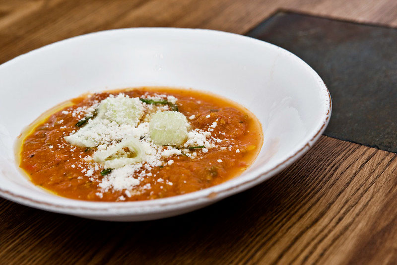 Dish of Pappa al Pomodoro, one of the classic vegetarian foods of Italian cuisine.