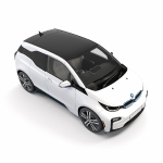 3d icon of an isometric and realistic white BWM i3 car